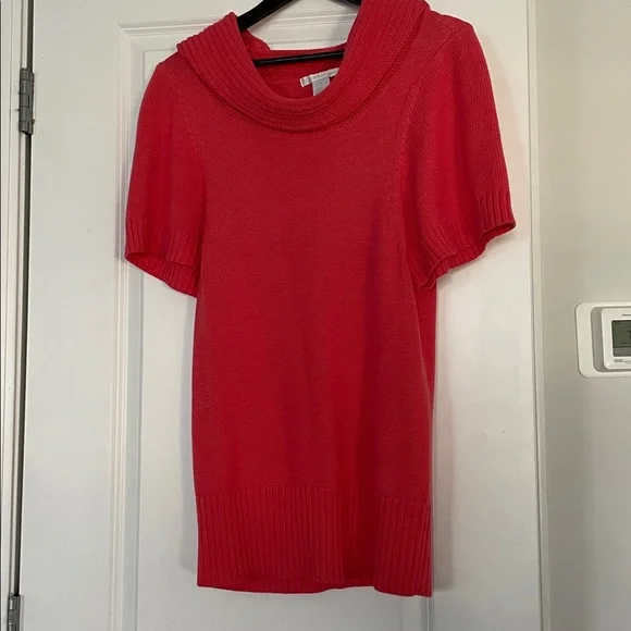 Design History Top Dress Women Size S Coral Soft Knit Cowl Neck Short Sleeves - Picture 13 of 13
